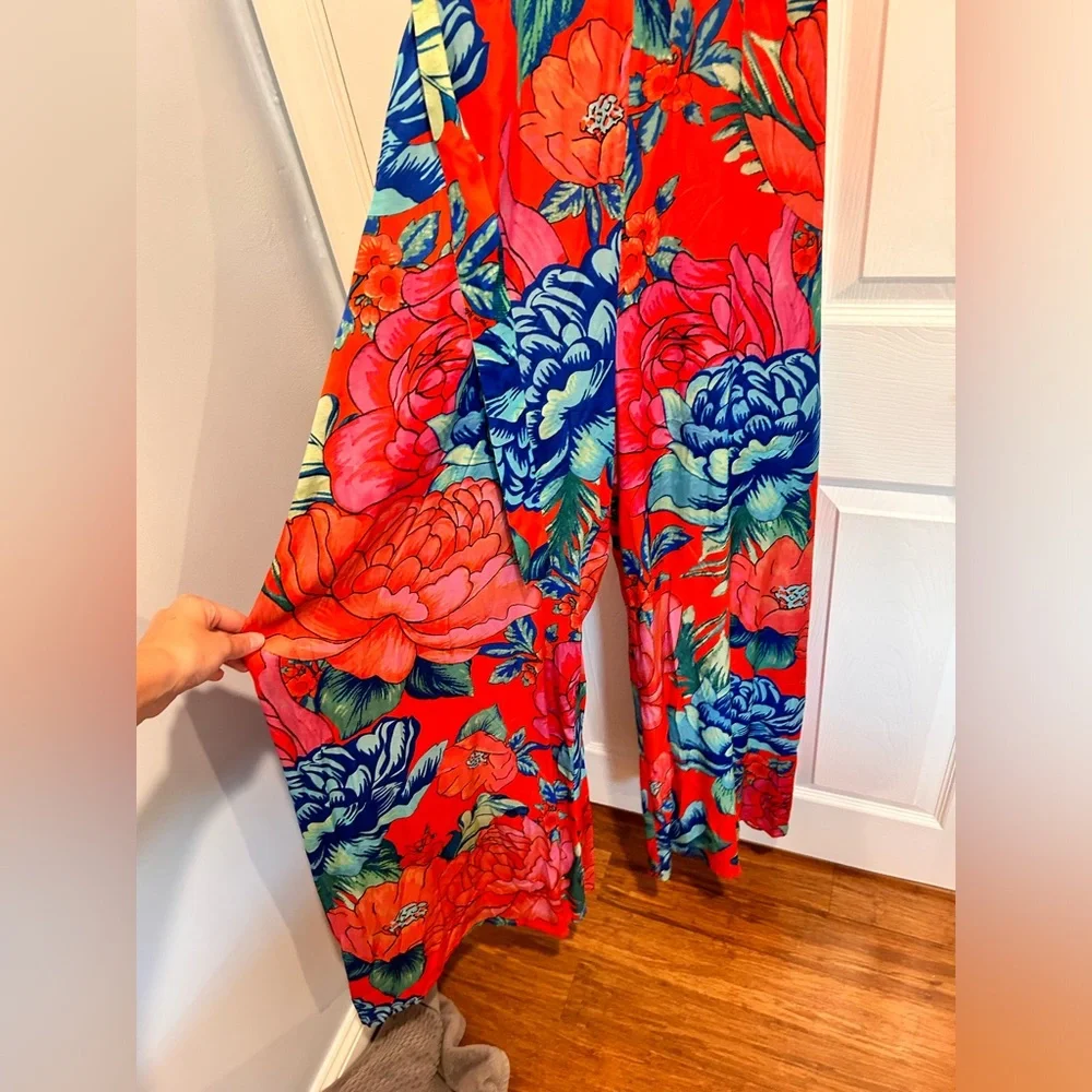 Farm Rio Red Floral Jumpsuit XS NWT - Picture 9 of 14